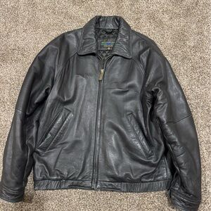 Alexander Julian Black Leather Bomber Jacket